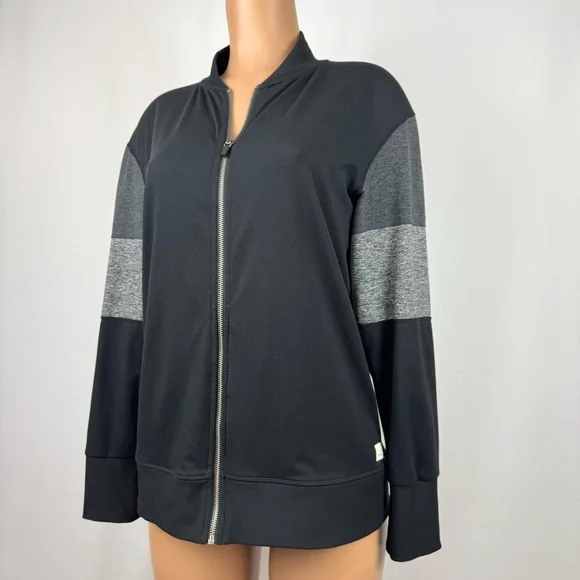 Vuori Women's L Halo Bomber Full Zip Lightweight Jacket Soft Stretchy Black/Grey - Picture 2 of 11